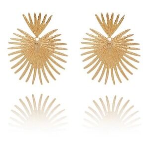 3/$20 Gold Statement Starburst Dangle Earrings Geometric Sunburst Women's NEW